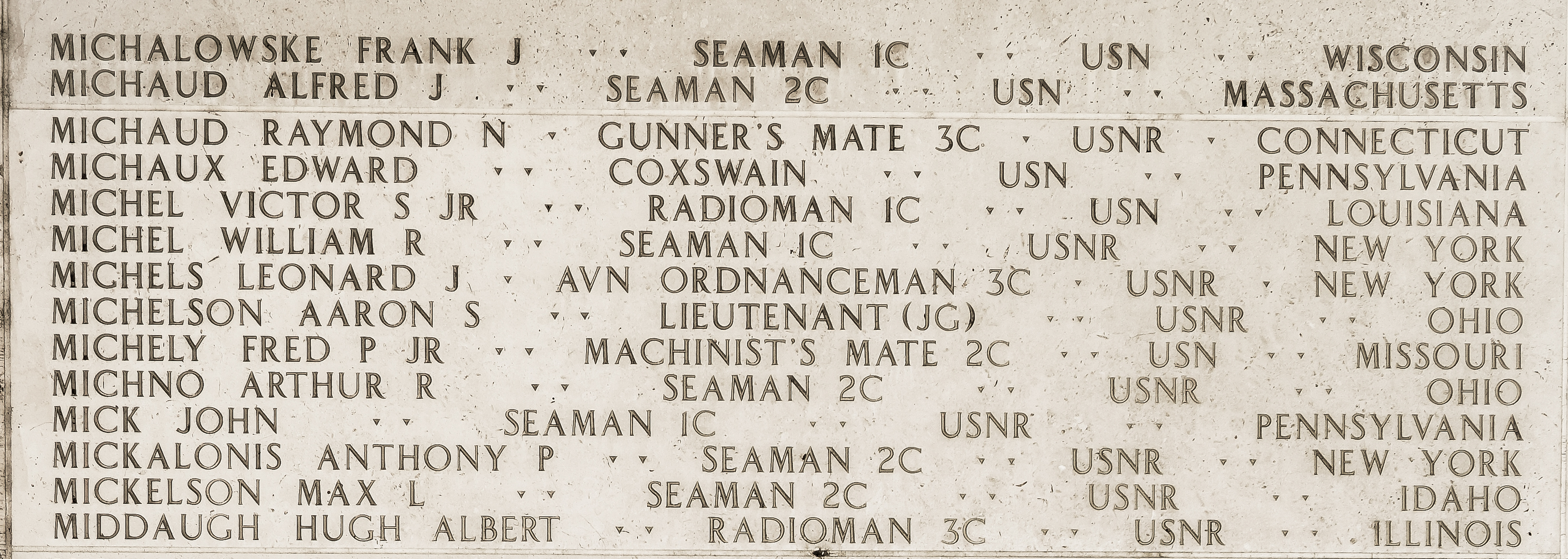 Leonard J. Michels, Aviation Ordnanceman Third Class